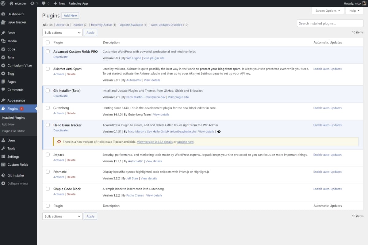 WordPress admin screenshot